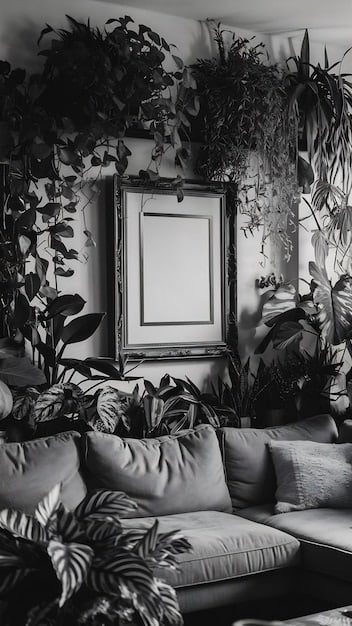 A cozy bedroom featuring a gallery wall of black and white photographs and botanical prints above the bed. The bedding is neutral-toned, and the room is filled with natural light, creating a serene and inviting atmosphere.